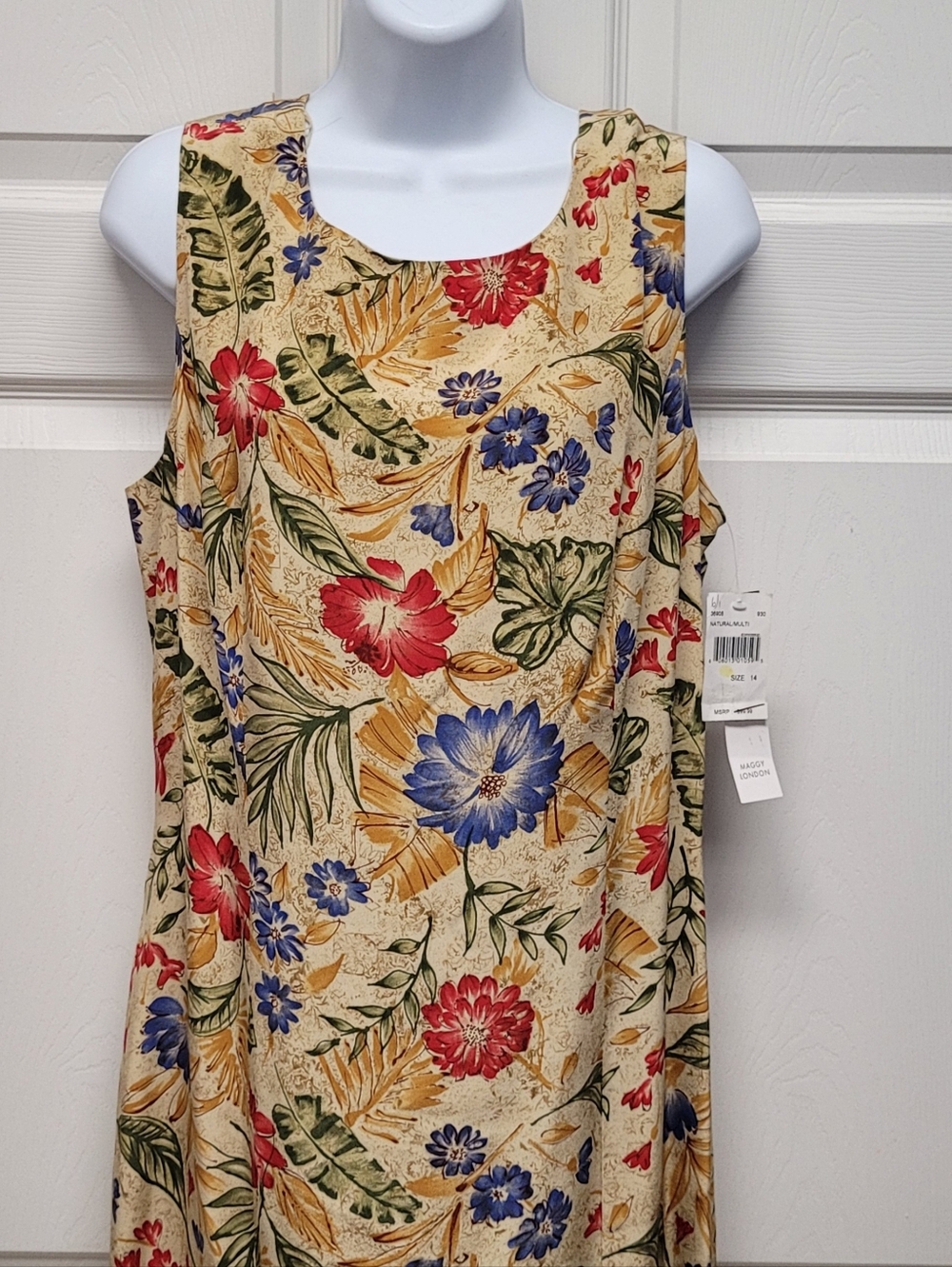 Maggy London Silk Vintage Open Back  Floral Maxi Dress Size 14 - Picture 4 of 11